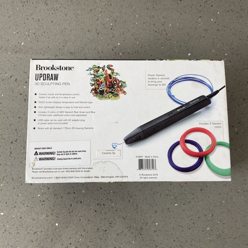 Brookstone Updraw 3D Sculpting Pen w/Filament Pack Draw Drawing Craft Art Open - Picture 4 of 11